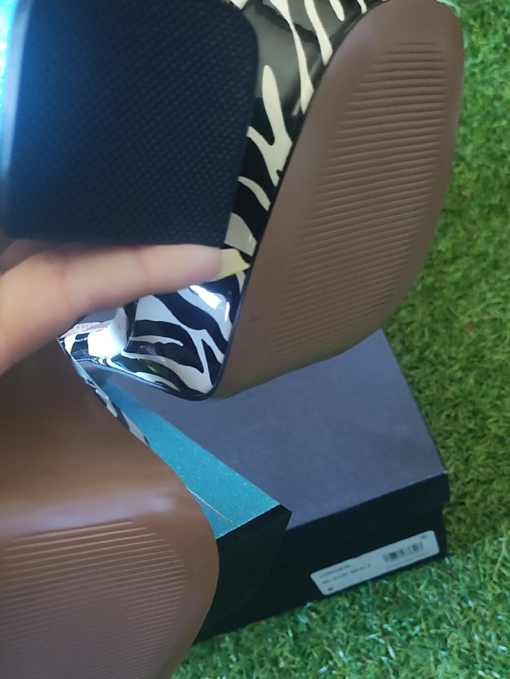 RARE BETsy Johnson Zebra Print Platform Sandals with Colorful 3D Embellishments - Picture 8 of 9